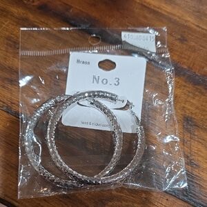Silver Textured Hoop Earrings
